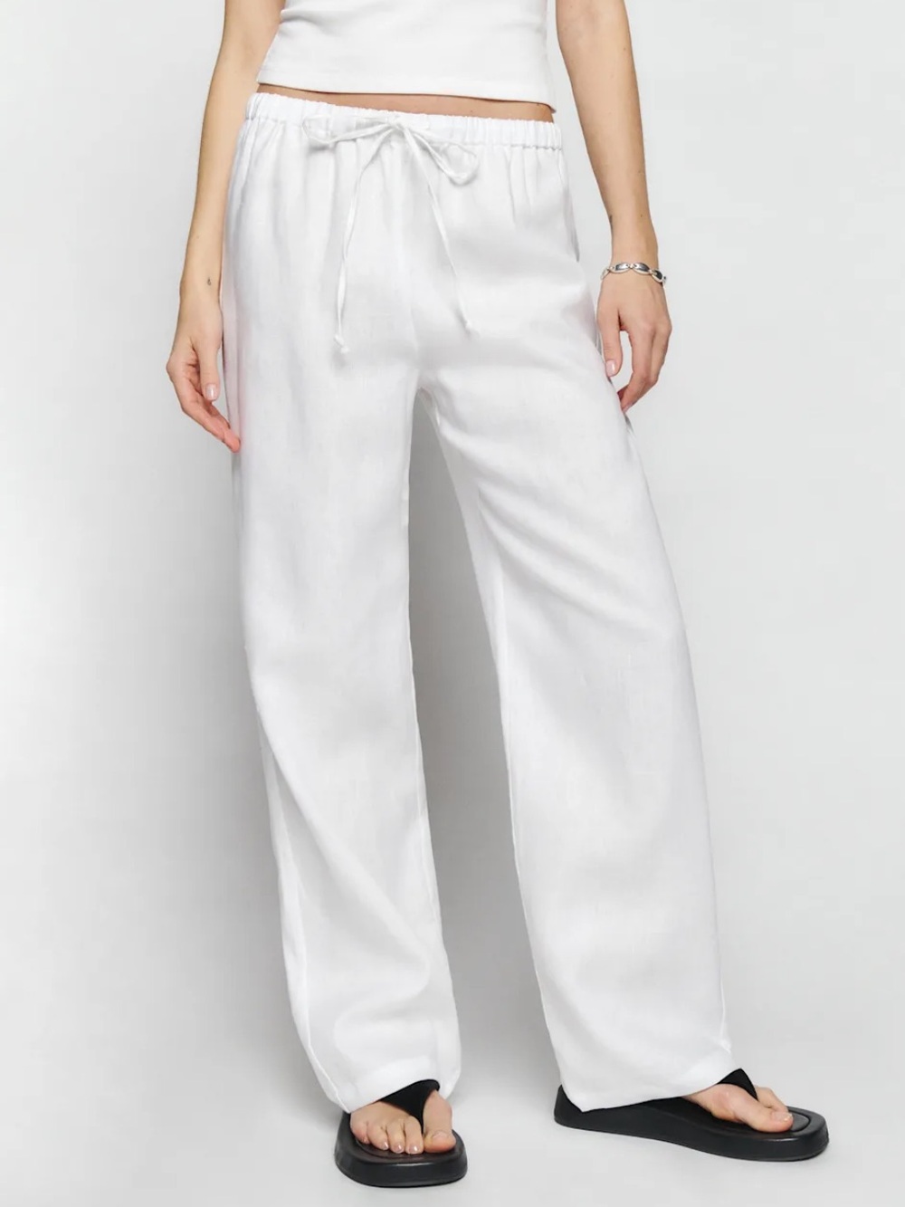 Reformation Olina Linen Short Pant Small Petite White
